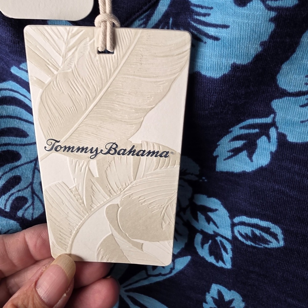 Tommy Bahama XL Blue Tropical Floral Tunic Top 3/4 Sleeve Cotton Modal NWT - Picture 4 of 8